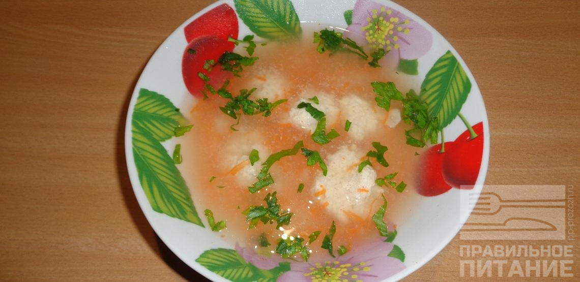 Суп с фрикадельками и рисом без зажарки